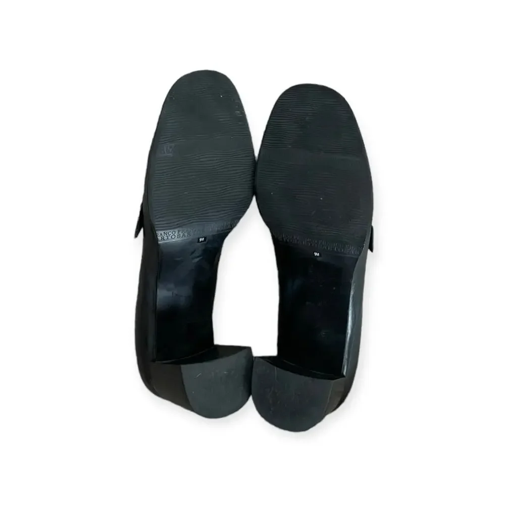 Franco Sarto Black Leather Block Heel Loafer